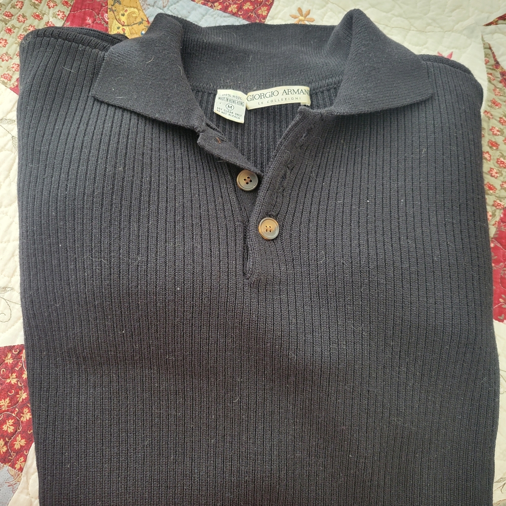 Giorgio Armani Men's Black Ribbed Sweater